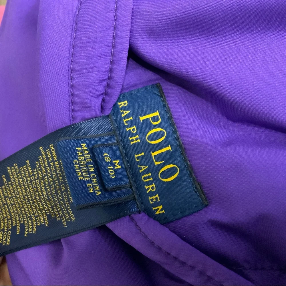 Ralph Lauren Purple/Green Reversible Full-Zip Puffer Vest. Kids Size Med. (8-10)